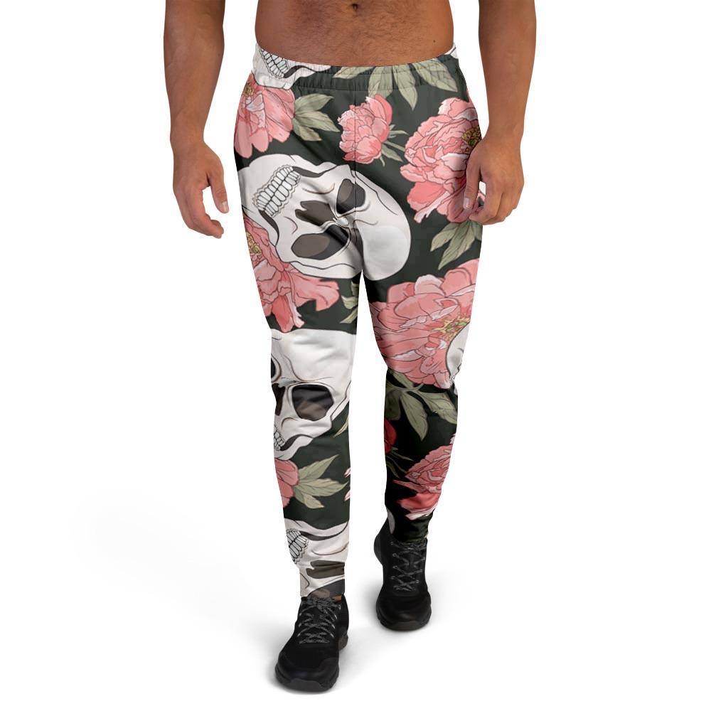 Pink Peony Skull Men's Joggers-grizzshop