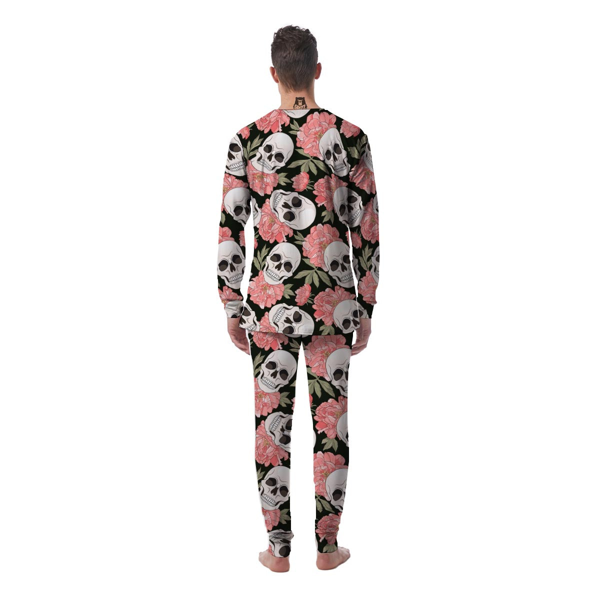 Pink Peony Skull Men's Pajamas-grizzshop