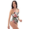 Pink Peony Skull One Piece Swimsuite-grizzshop