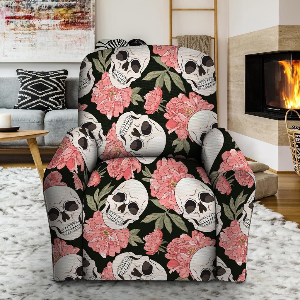 Pink Peony Skull Recliner Cover-grizzshop