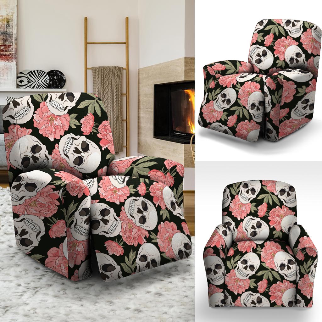 Pink Peony Skull Recliner Cover-grizzshop