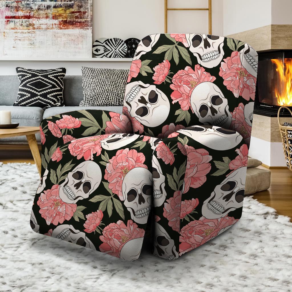 Pink Peony Skull Recliner Cover-grizzshop