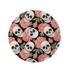 Pink Peony Skull Round Rug-grizzshop