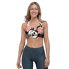 Pink Peony Skull Sports Bra-grizzshop