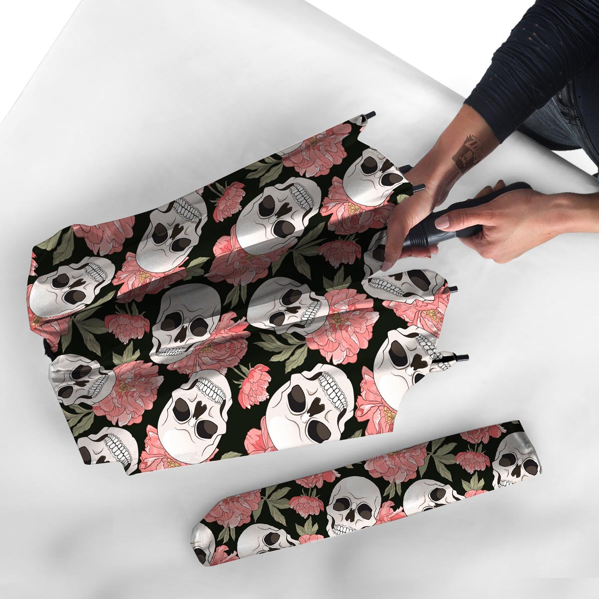 Pink Peony Skull Umbrella-grizzshop