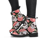 Pink Peony Skull Women's Boots-grizzshop