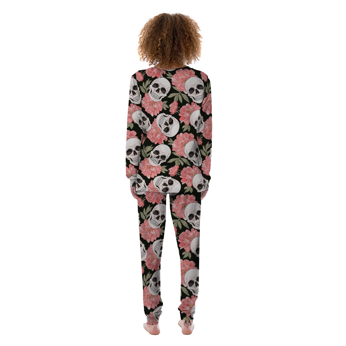 Pink Peony Skull Women's Pajamas-grizzshop