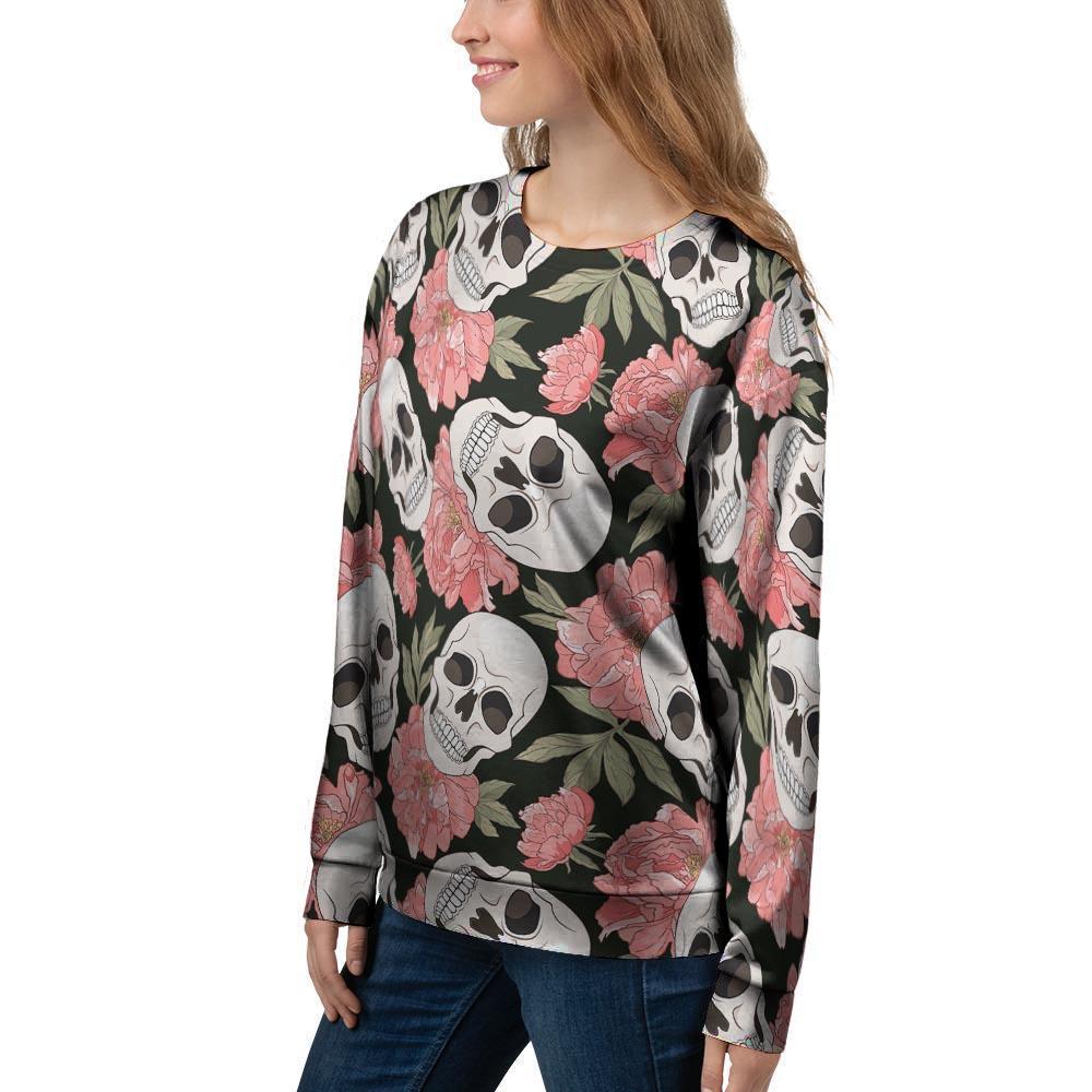 Pink Peony Skull Women's Sweatshirt-grizzshop