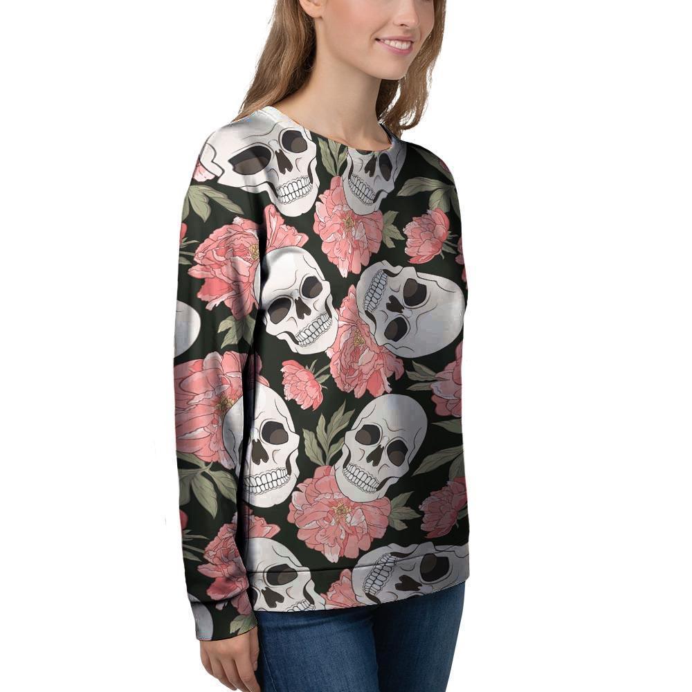 Pink Peony Skull Women's Sweatshirt-grizzshop