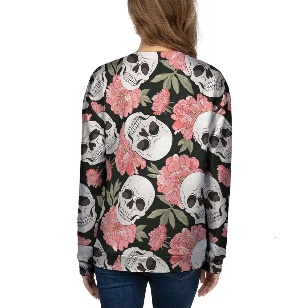 Pink Peony Skull Women's Sweatshirt-grizzshop