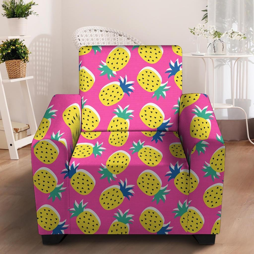 Pink Pineapple Print Armchair Cover-grizzshop