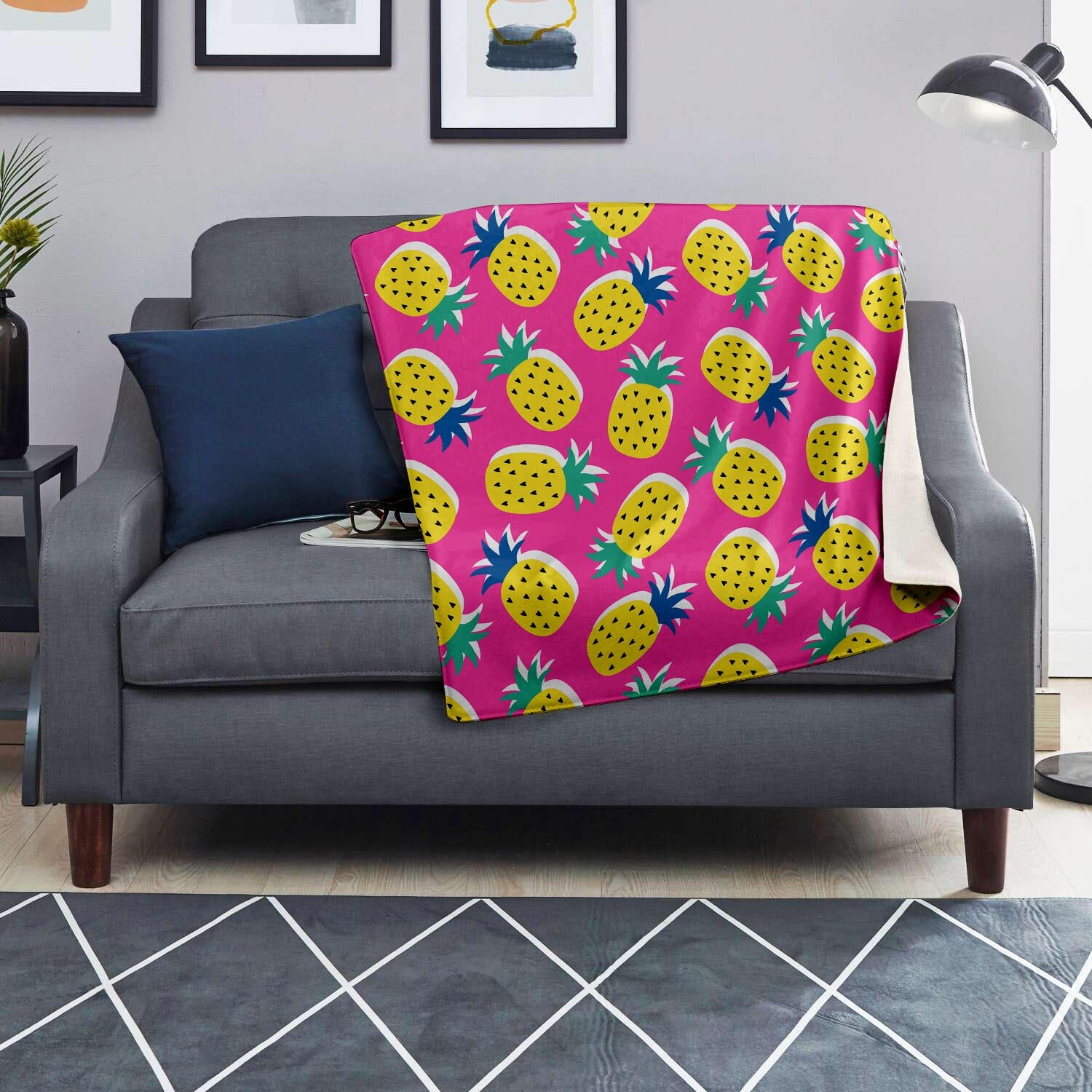 Pink Pineapple Print Blanket-grizzshop