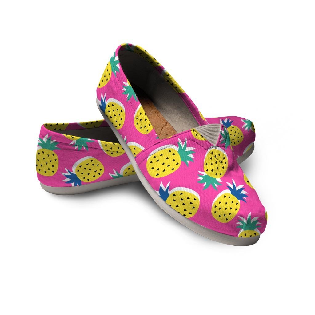 Pink Pineapple Print Canvas Shoes-grizzshop