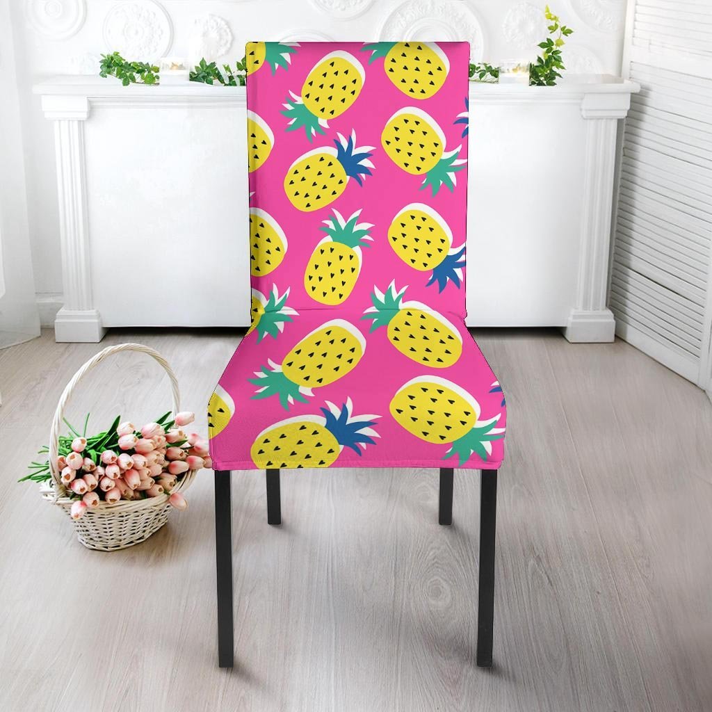 Pink Pineapple Print Chair Cover-grizzshop