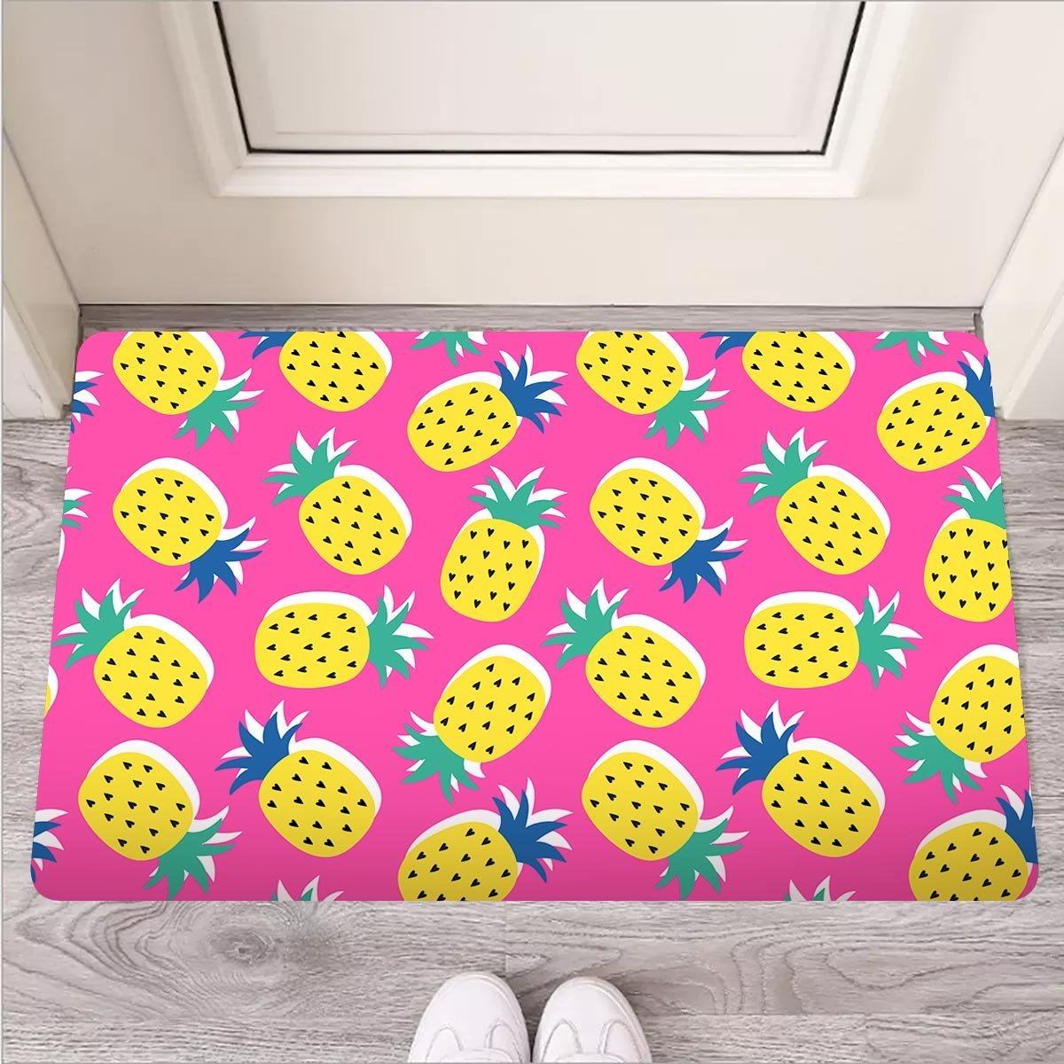 Pink Pineapple Print Door Mat-grizzshop