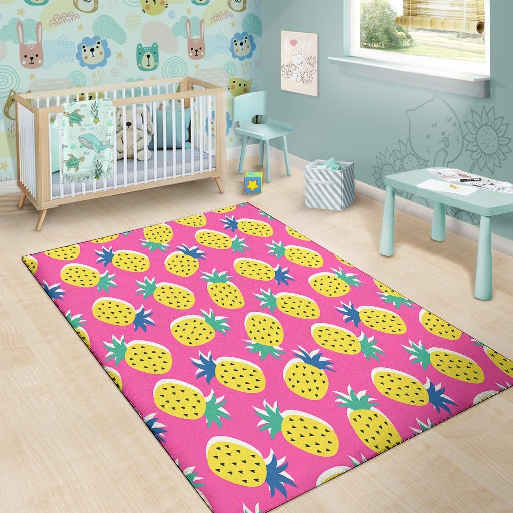 Pink Pineapple Print Floor Mat-grizzshop