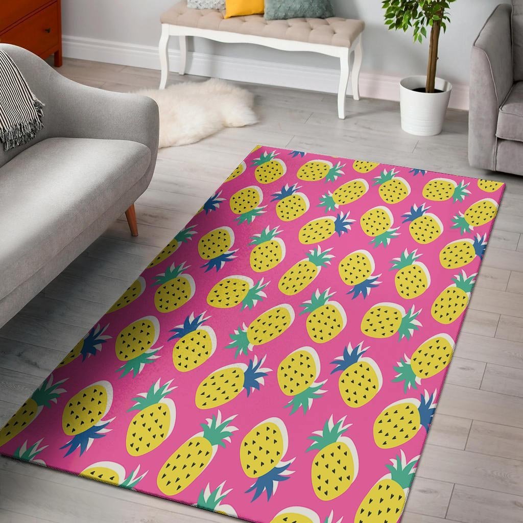 Pink Pineapple Print Floor Mat-grizzshop