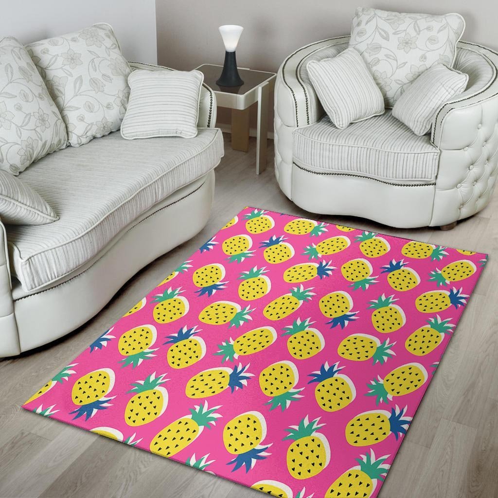 Pink Pineapple Print Floor Mat-grizzshop