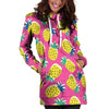 Pink Pineapple Print Hoodie Dress-grizzshop