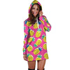 Pink Pineapple Print Hoodie Dress-grizzshop