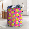 Pink Pineapple Print Laundry Basket-grizzshop