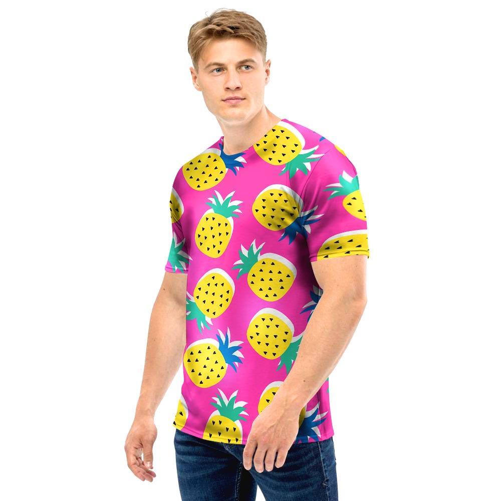 Pink Pineapple Print Men T Shirt-grizzshop