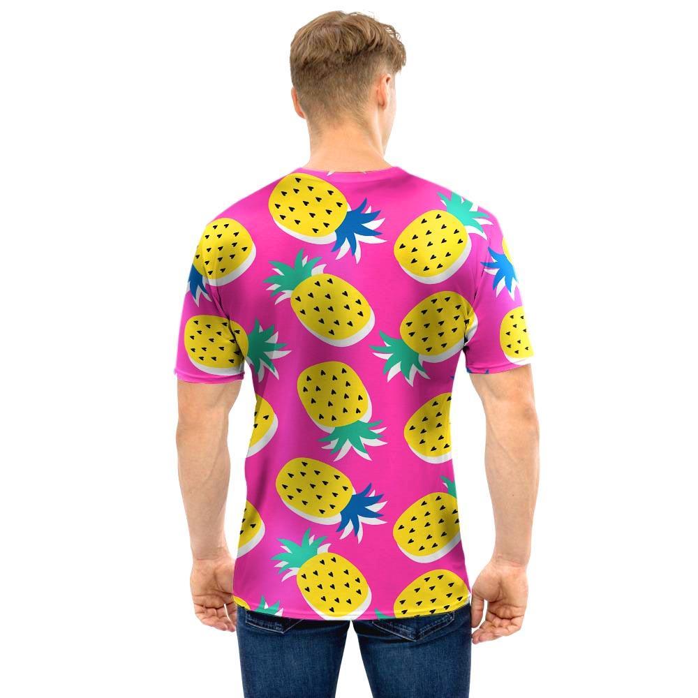 Pink Pineapple Print Men T Shirt-grizzshop