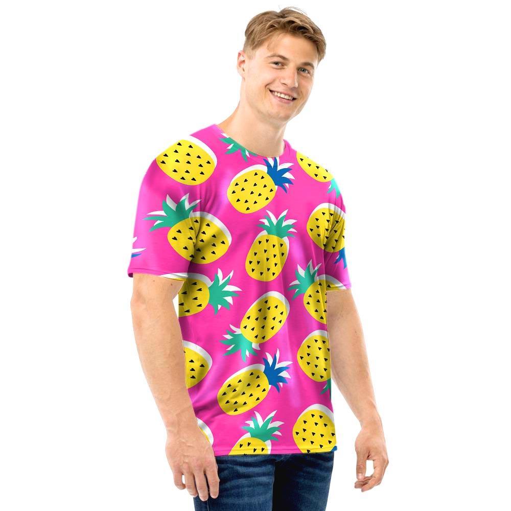 Pink Pineapple Print Men T Shirt-grizzshop