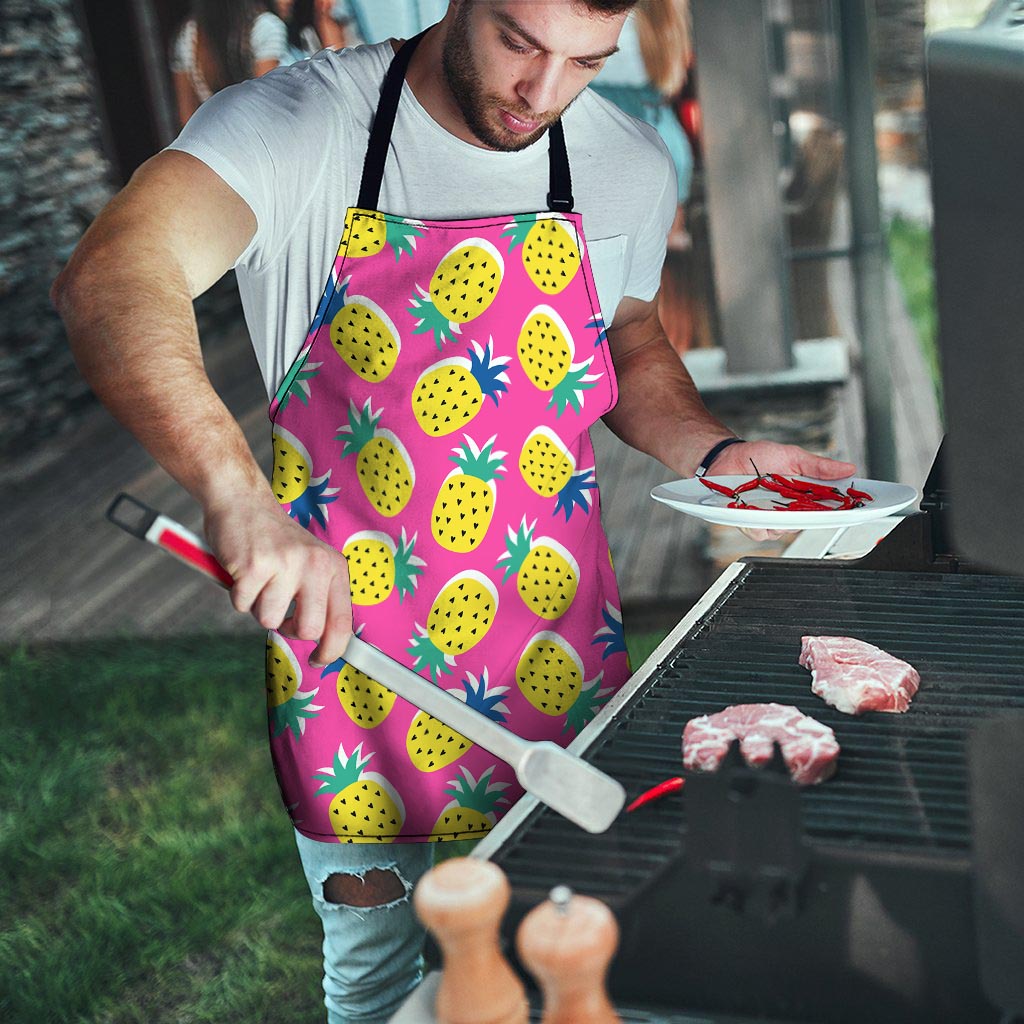 Pink Pineapple Print Men's Apron-grizzshop