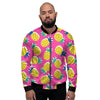 Pink Pineapple Print Men's Bomber Jacket-grizzshop