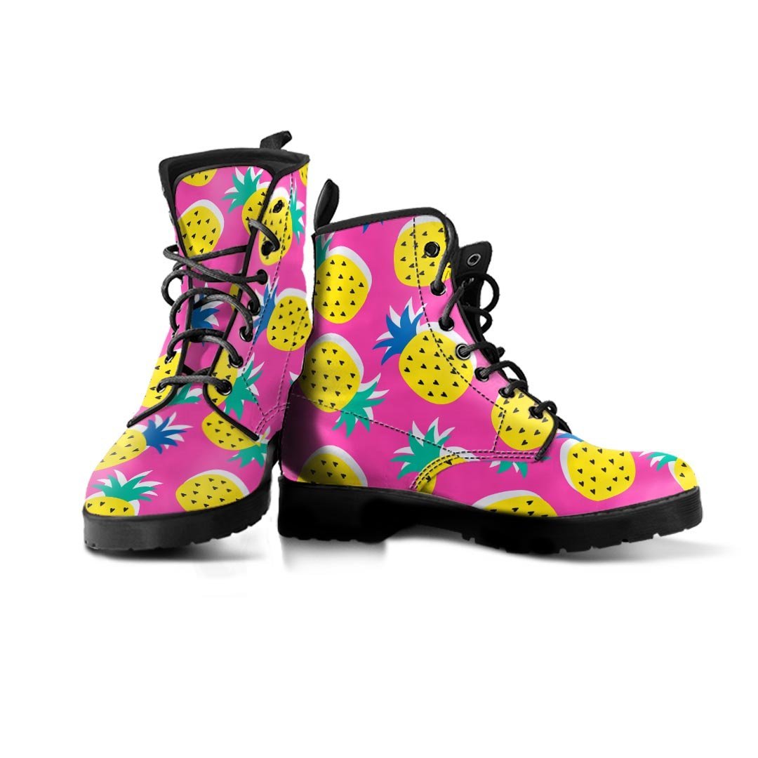 Pink Pineapple Print Men's Boots-grizzshop