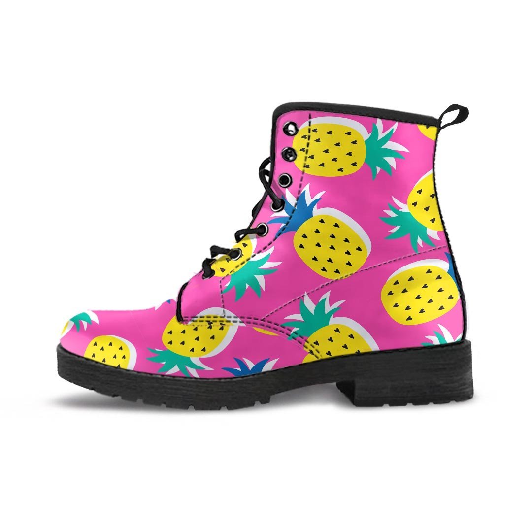 Pink Pineapple Print Men's Boots-grizzshop