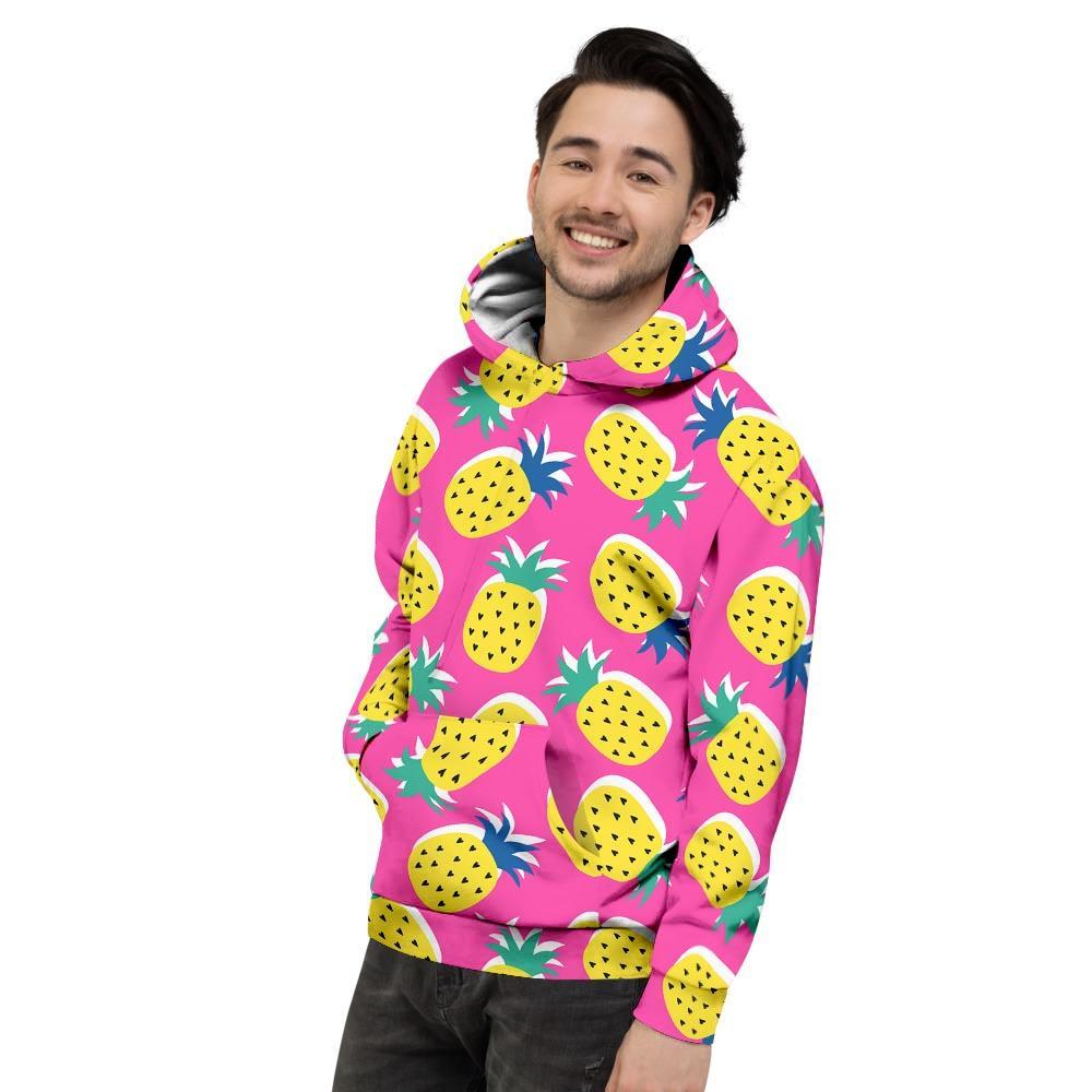 Pink Pineapple Print Men's Hoodie-grizzshop