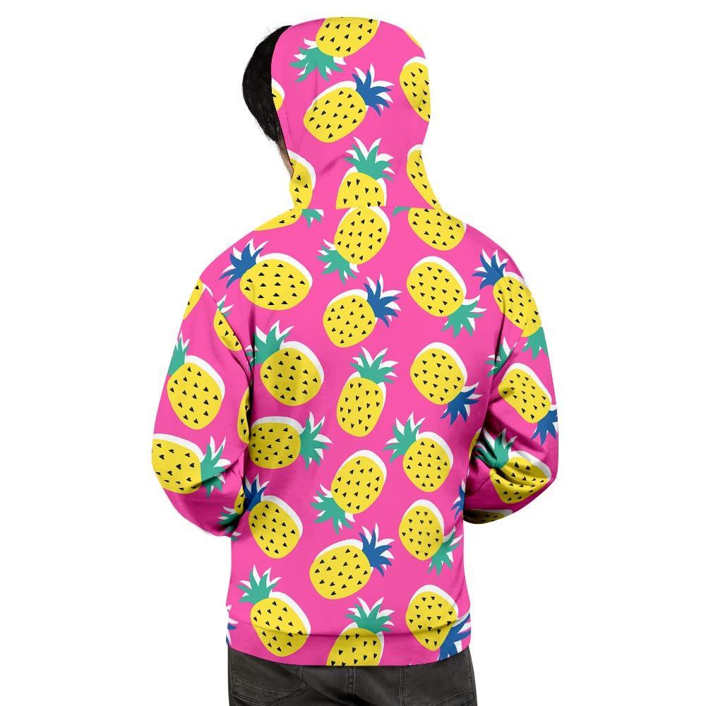 Pink Pineapple Print Men's Hoodie-grizzshop