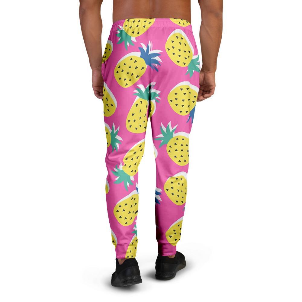 Pink Pineapple Print Men's Joggers-grizzshop