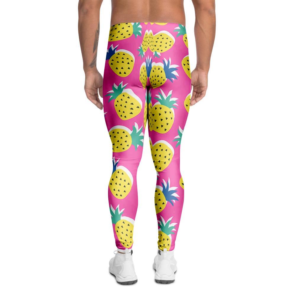 Pink Pineapple Print Men's Leggings-grizzshop