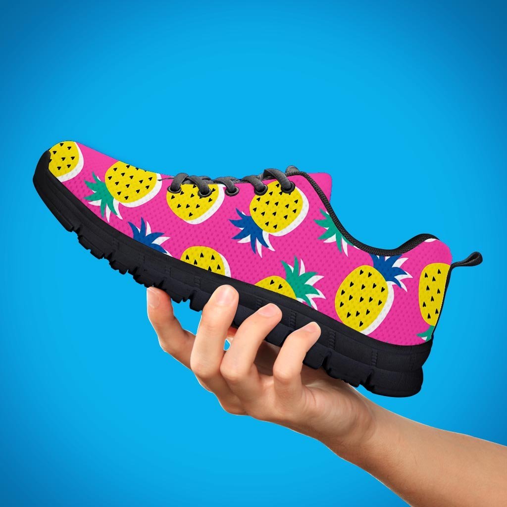 Pink Pineapple Print Men's Sneakers-grizzshop