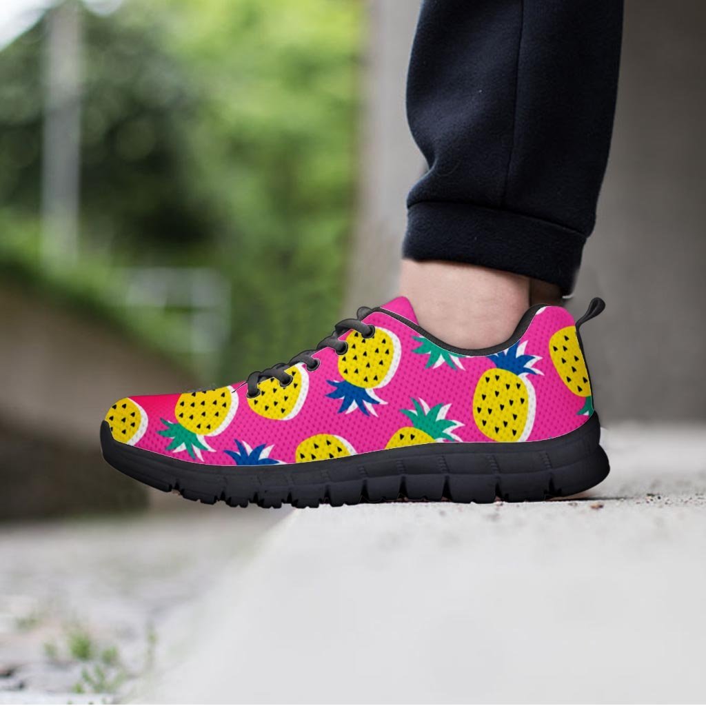 Pink Pineapple Print Men's Sneakers-grizzshop