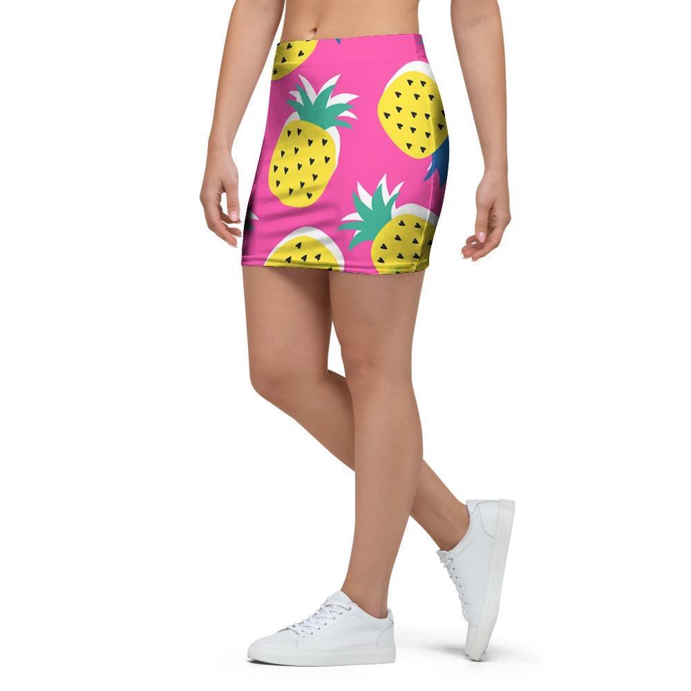 Pink Pineapple Print Mini Skirt-grizzshop