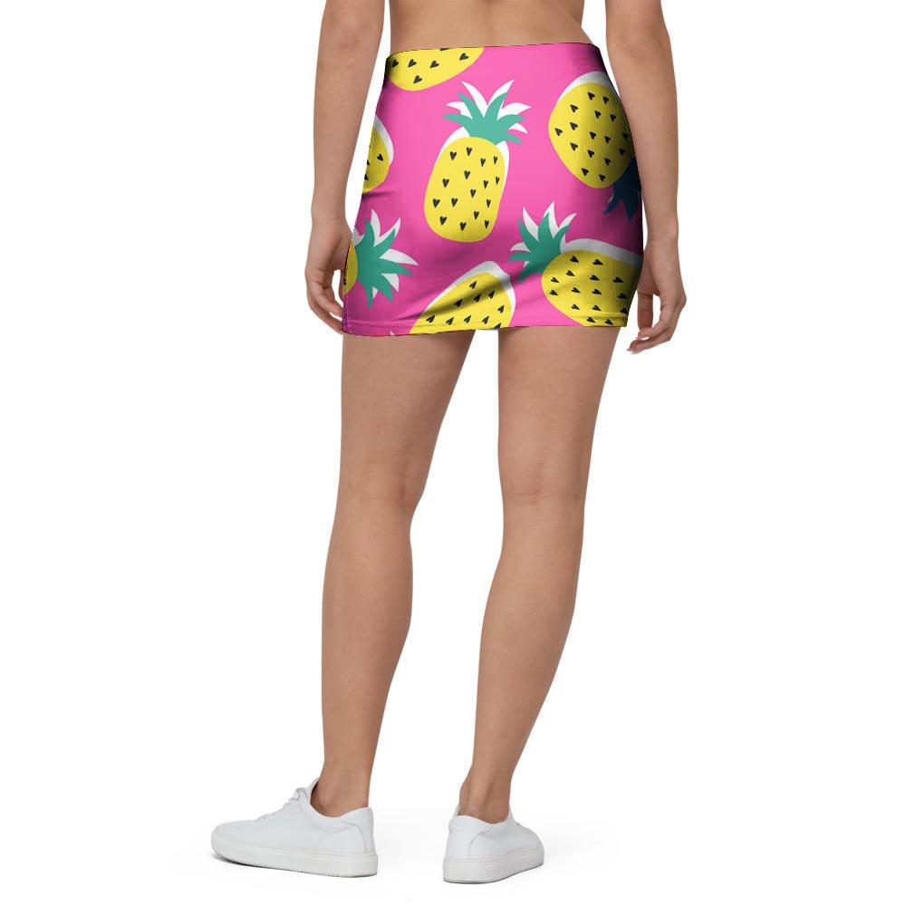 Pink Pineapple Print Mini Skirt-grizzshop