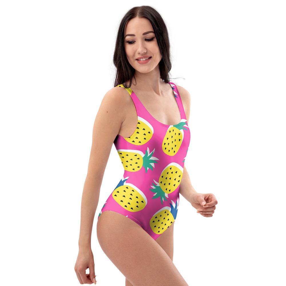 Pink Pineapple Print One Piece Swimsuite-grizzshop