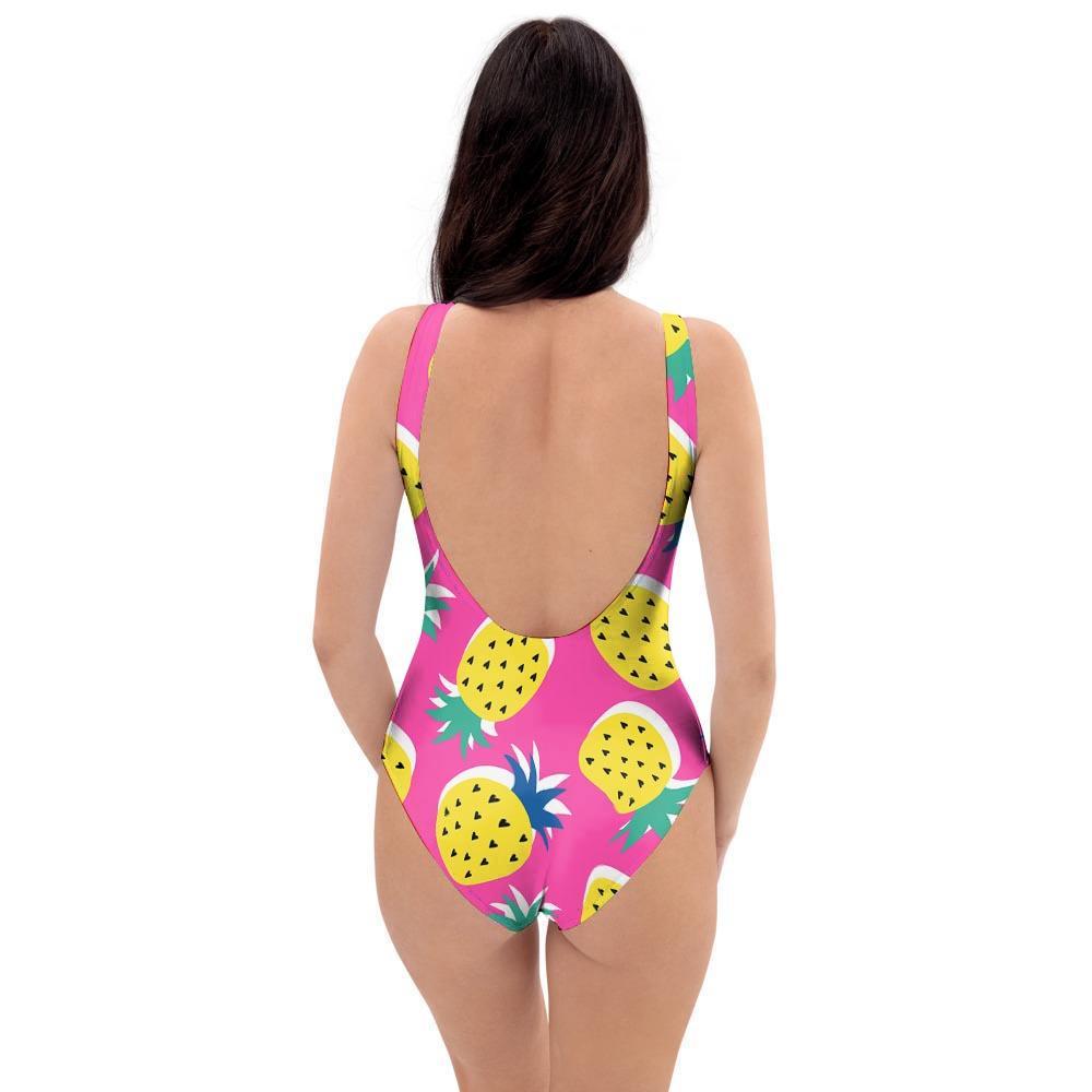 Pink Pineapple Print One Piece Swimsuite-grizzshop