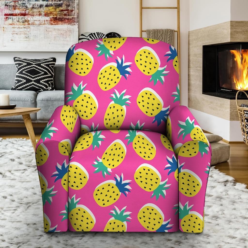 Pink Pineapple Print Recliner Cover-grizzshop