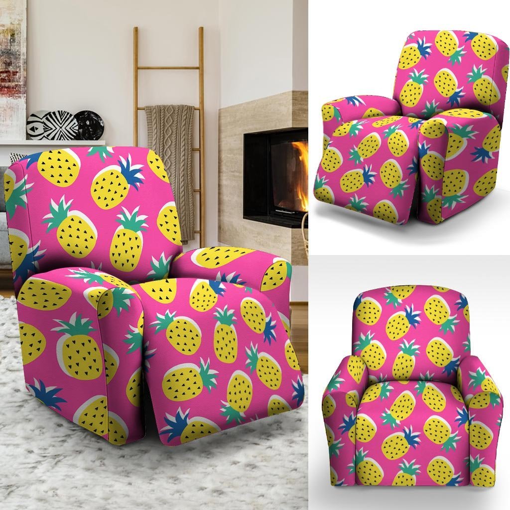 Pink Pineapple Print Recliner Cover-grizzshop