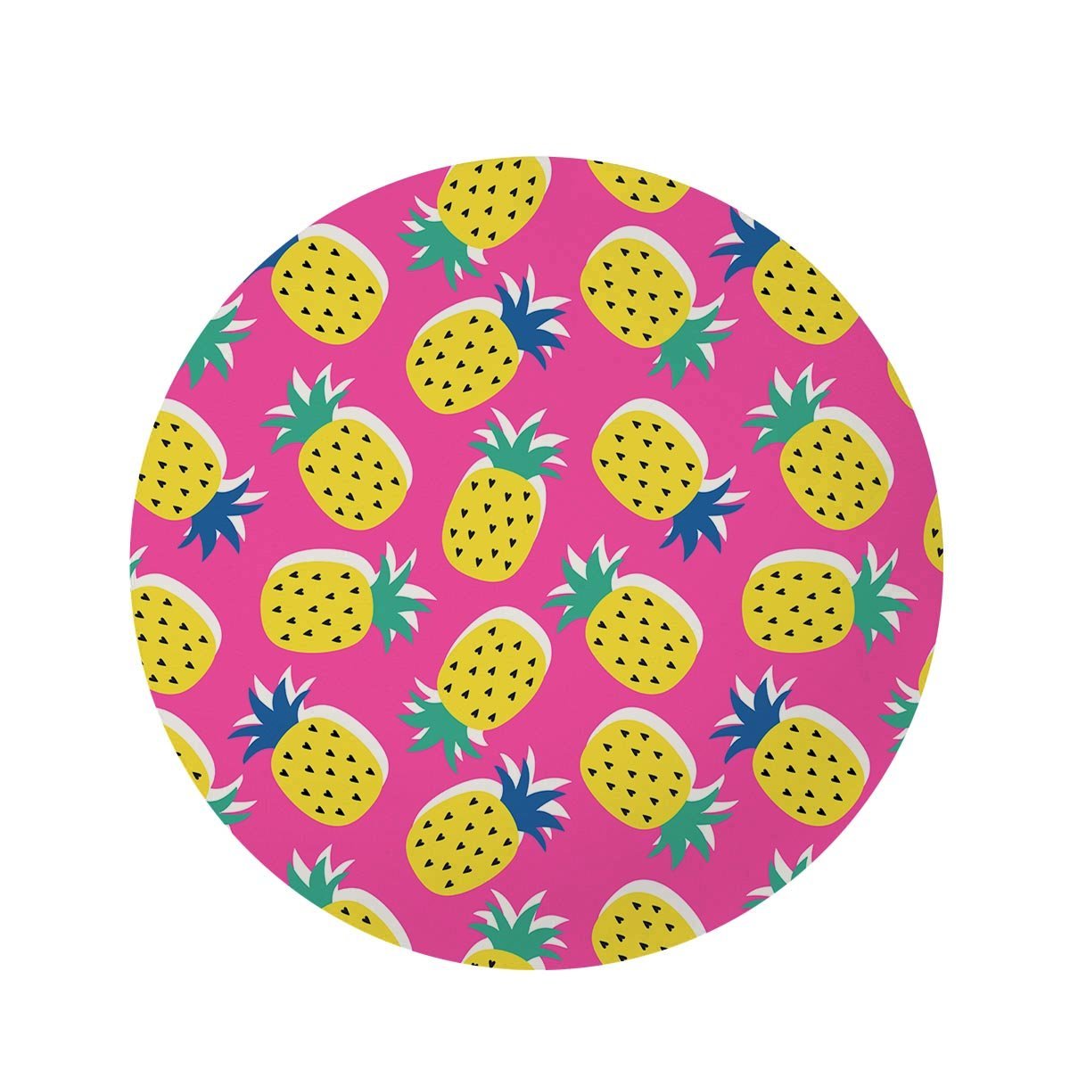 Pink Pineapple Print Round Rug-grizzshop