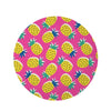 Pink Pineapple Print Round Rug-grizzshop