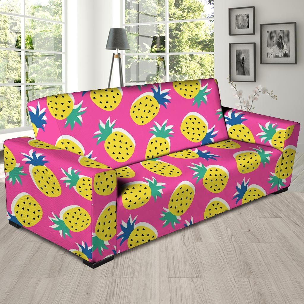 Pink Pineapple Print Sofa Cover-grizzshop