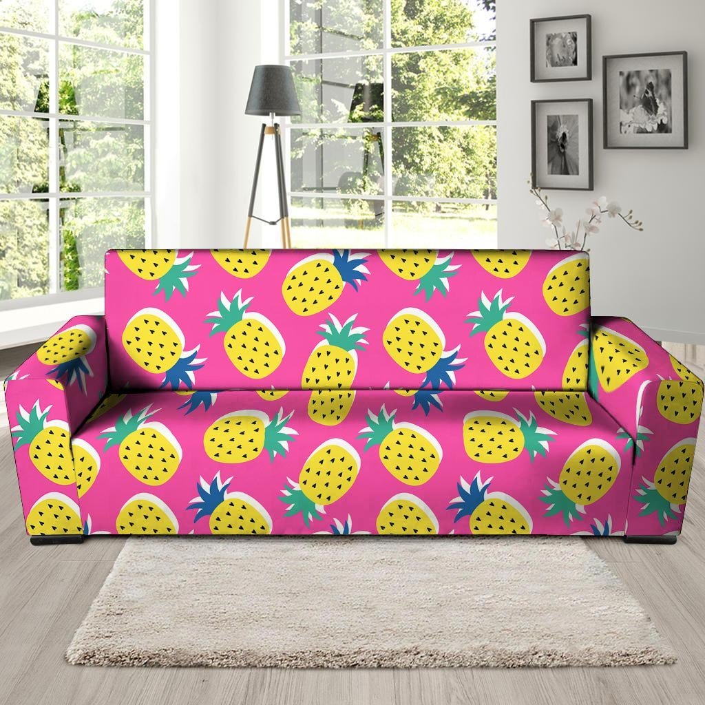 Pink Pineapple Print Sofa Cover-grizzshop