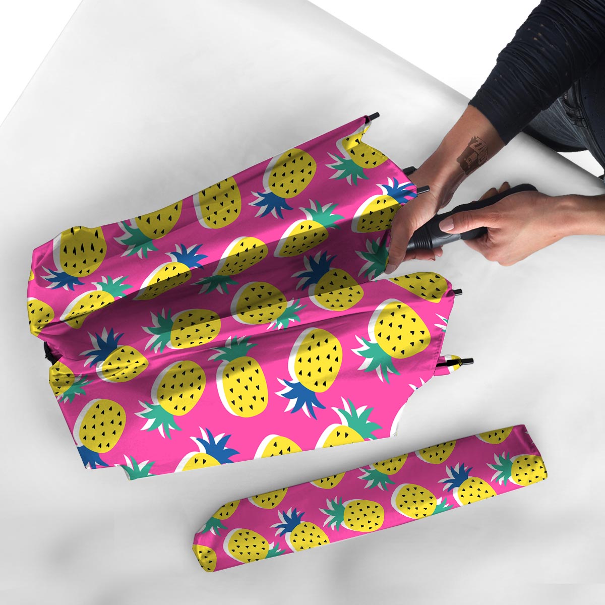 Pink Pineapple Print Umbrella-grizzshop