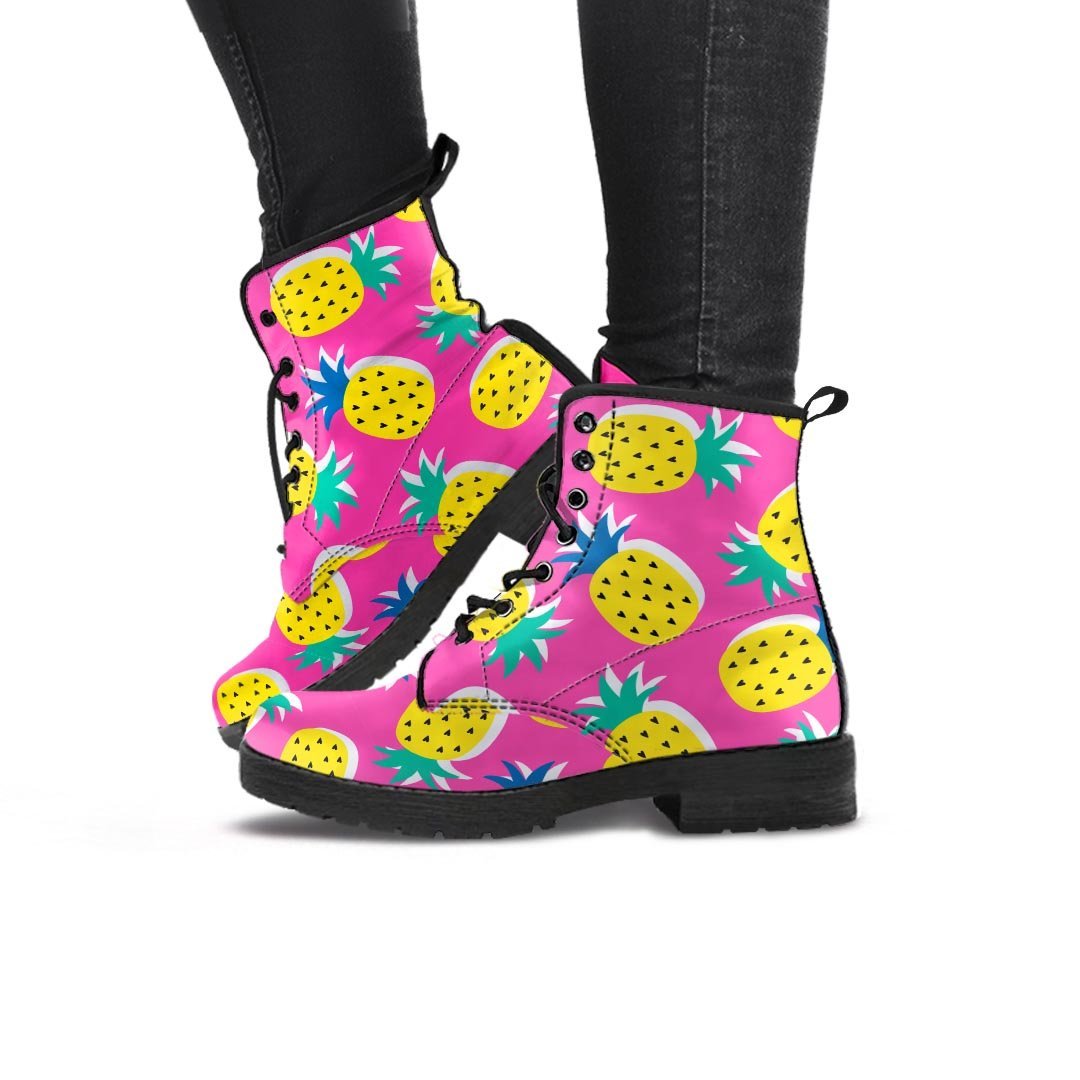 Pink Pineapple Print Women's Boots-grizzshop